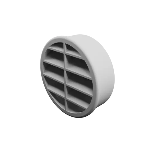 Round air vent STL 3D file ∅ 70 mm, slat angle: 45° with central reinforcement