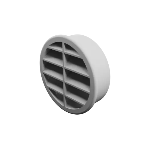 Round air vent STL 3D file ∅ 72 mm, slat angle: 45° with central reinforcement
