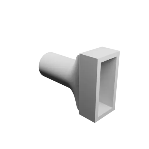Round-to-Rectangular Tube Adapter STL 3D file ⌀28 mm to 21.5×50.2 mm, thickness 4 mm