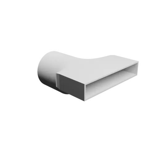 Round-to-Rectangular Tube Adapter STL file ⌀69.5 mm to 126×21 mm, thickness 2 mm + offset