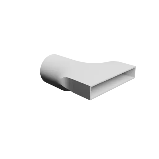 Round-to-Rectangular Tube Adapter STL file ⌀69.5 mm to 126×21 mm, thickness 2 mm + offset