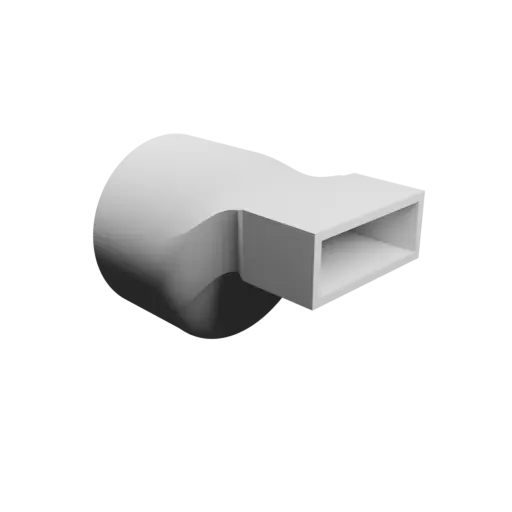 3D Model Round-to-Rectangular Tube Adapter STL 3D file ⌀50&nbsp;mm to 34×12.5&nbsp;mm, thickness 2&nbsp;mm + offset