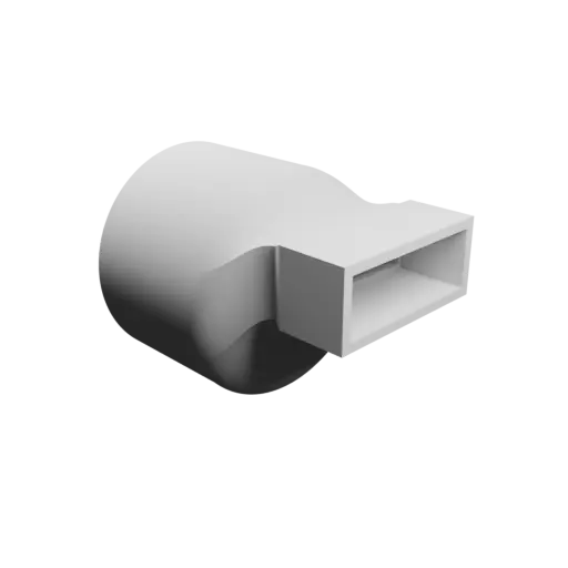 Round-to-Rectangular Tube Adapter STL file ⌀50 mm to 33.5×12.3 mm, thickness 2 mm + offset