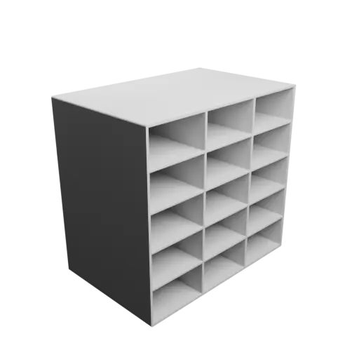 Small parts organizer with 15 drawers 65×35×138 mm STL file, thickness: 3 mm