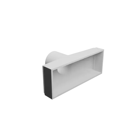 Round-to-Rectangular Tube Adapter STL 3D file ⌀44 mm to 140×50 mm, thickness 3 mm