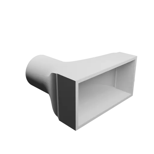 Round-to-Rectangular Tube Adapter STL file ⌀26 mm to 58×28 mm, thickness 2 mm + offset