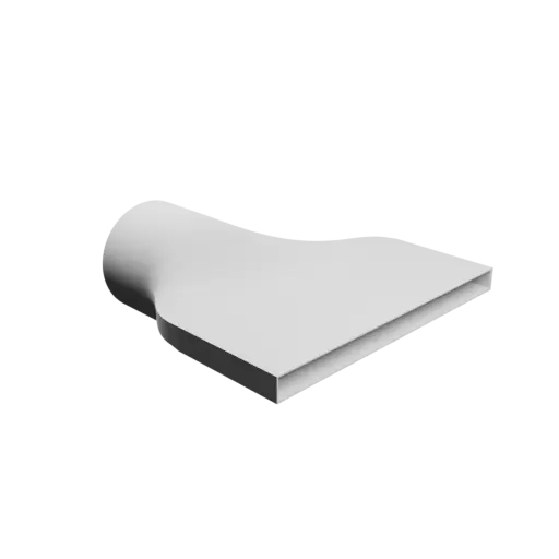 Round-to-Rectangular Tube Adapter STL file ⌀100 mm to 250×16 mm, thickness 2 mm + offset