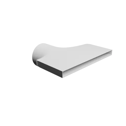 Round-to-Rectangular Tube Adapter STL file ⌀100 mm to 250×16 mm, thickness 2 mm + offset