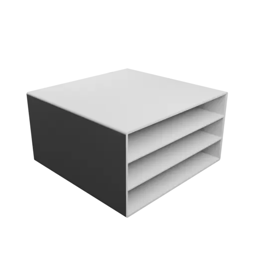 Small parts organizer with 3 drawers 110×16×110 mm STL 3D file, thickness: 2 mm