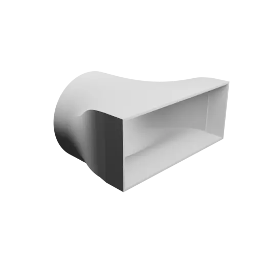 Round-to-Rectangular Tube Adapter STL file ⌀156 mm to 220×90 mm, thickness 3 mm + offset