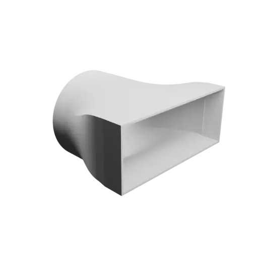 Round-to-Rectangular Tube Adapter STL file ⌀156 mm to 220×90 mm, thickness 3 mm + offset