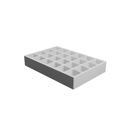 Boîte à compartiments avec codes couleurs : 24 compartiments de 20×20×20 mm