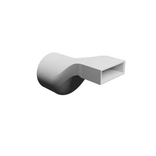 Round-to-Rectangular Tube Adapter STL 3D file ⌀98 mm to 72×22 mm, thickness 4 mm + offset