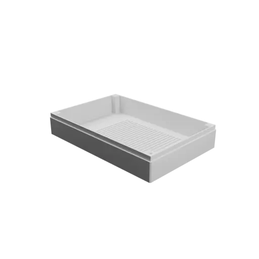 Enclosure with screw-mounted lid: 150×100×40 mm (with ventilation on the lid and under the enclosure)