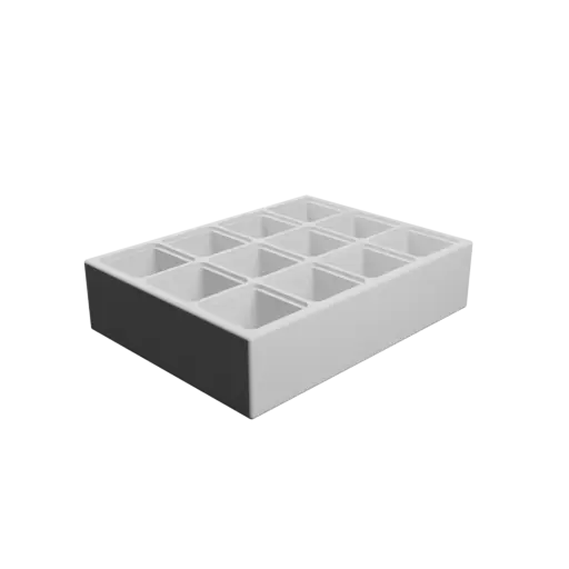 Boîte à compartiments avec codes couleurs : 12 compartiments de 15×15×15 mm