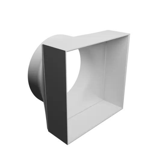 Round-to-Rectangular Tube Adapter STL file ⌀100 mm to 106×106 mm, thickness 2 mm