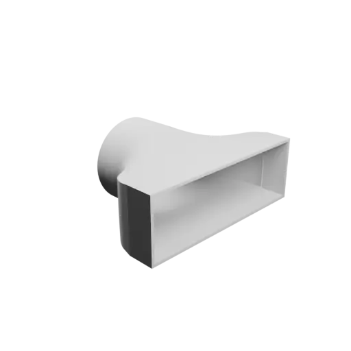 Round-to-Rectangular Tube Adapter STL 3D file ⌀98 mm to 200×65 mm, thickness 3 mm