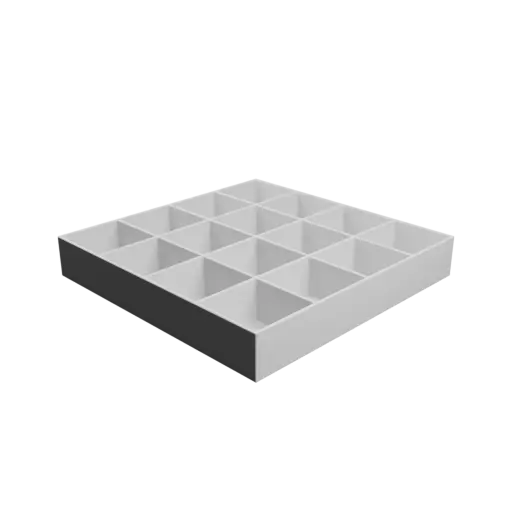 Multi-compartment box STL 3D file: 16 compartments of 46×46×28 mm