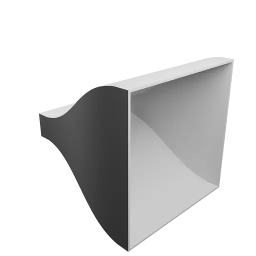 modèle 3D STL Adaptateur de tuyau rectangulaire 168x32mm vers 203x203mm - transition: 170mm