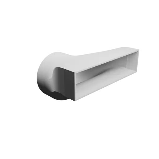 Round-to-Rectangular Tube Adapter STL file ⌀131 mm to 220×55 mm, thickness 3 mm + offset