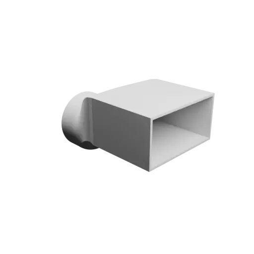 Round-to-Rectangular Tube Adapter STL 3D file ⌀90 mm to 121×61 mm, thickness 3 mm + offset