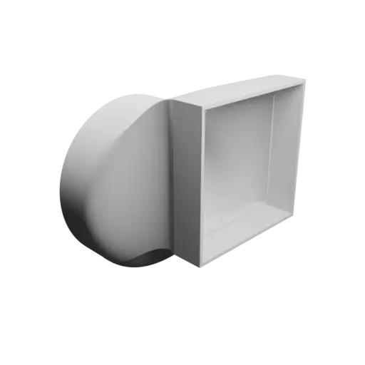 Round-to-Rectangular Tube Adapter STL 3D file ⌀109 mm to 86×86 mm, thickness 2 mm + offset