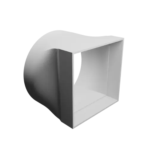 Round-to-Rectangular Tube Adapter STL file ⌀109 mm to 86×86 mm, thickness 2 mm + offset