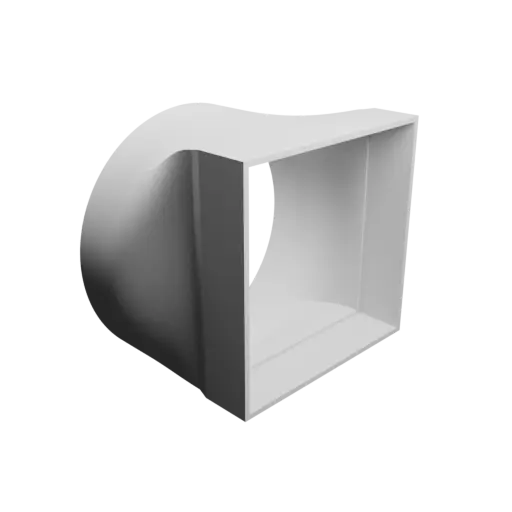 Round-to-Rectangular Tube Adapter STL 3D file ⌀109 mm to 86×86 mm, thickness 2 mm + offset