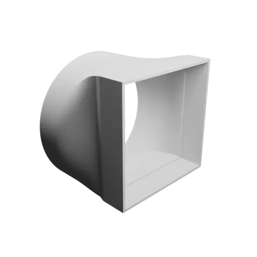 Round-to-Rectangular Tube Adapter STL 3D file ⌀109 mm to 86×86 mm, thickness 2 mm + offset