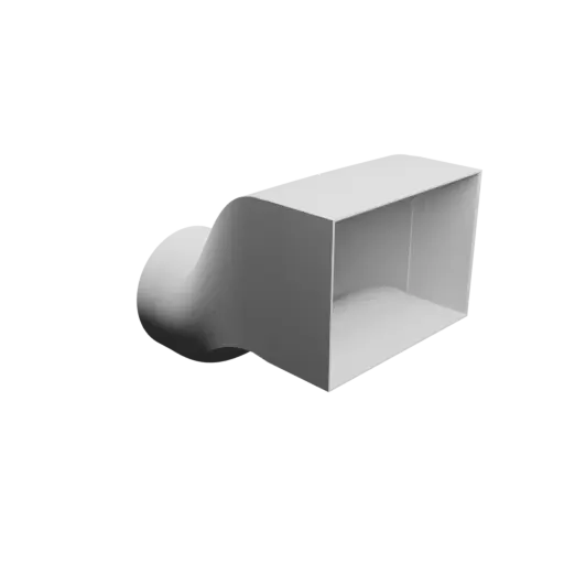 Round-to-Rectangular Tube Adapter STL 3D file ⌀104 mm to 140×100 mm, thickness 2 mm + offset
