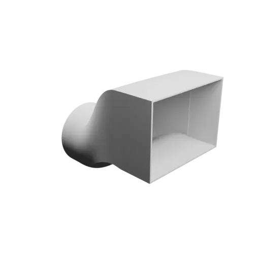 Round-to-Rectangular Tube Adapter STL 3D file ⌀103.8 mm to 140×100 mm, thickness 2 mm + offset