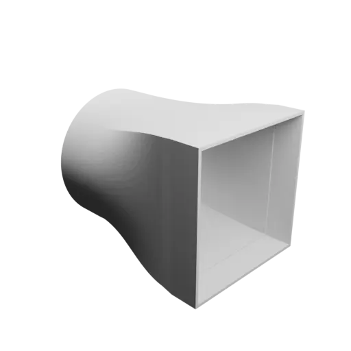 Round-to-Rectangular Tube Adapter STL file ⌀150 mm to 144×144 mm, thickness 3 mm