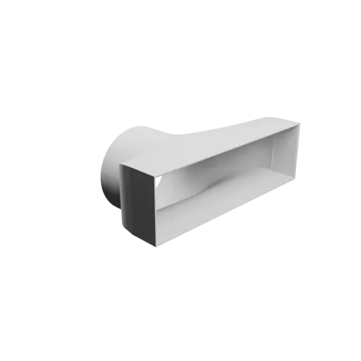 Round-to-Rectangular Tube Adapter STL file ⌀100 mm to 204×60 mm, thickness 2 mm + offset