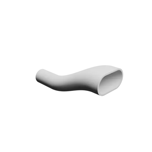 Oval hose adapter STL file 26.1x26 mm to 70x35 mm – transition: 100 mm