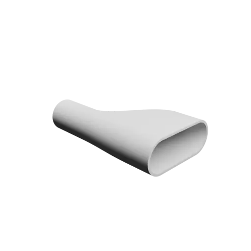 Oval hose adapter STL 3D file 26.1x26 mm to 75x28 mm – transition: 55 mm