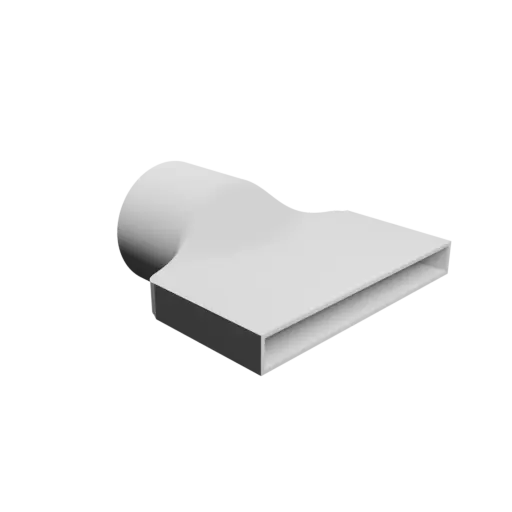 Round-to-Rectangular Tube Adapter STL file ⌀75 mm to 140×15 mm, thickness 2 mm