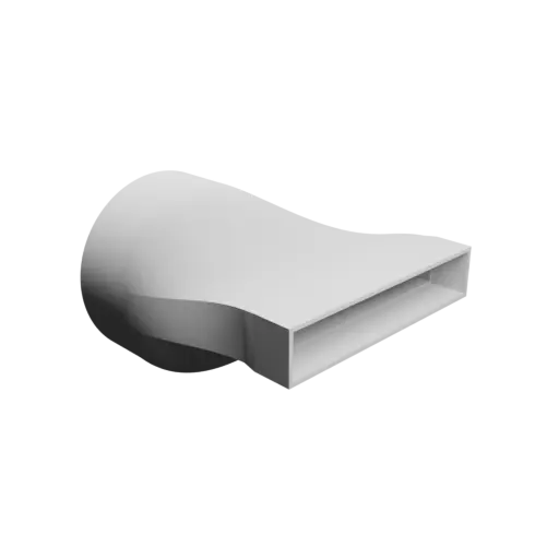Round-to-Rectangular Tube Adapter STL 3D file ⌀141 mm to 185×34 mm, thickness 3 mm + offset