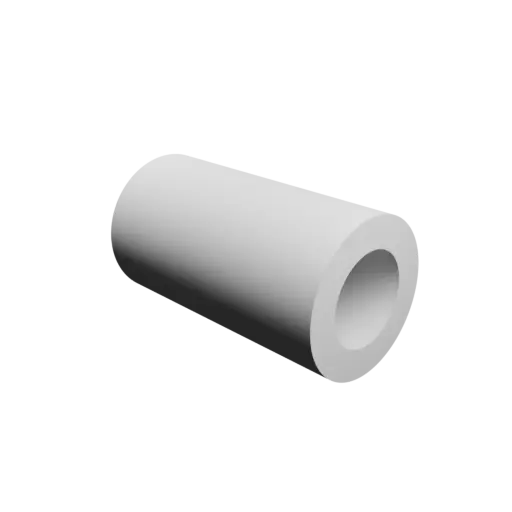 hollow tube STL 3D model OD 25 mm, ID 15 mm, length 45 mm