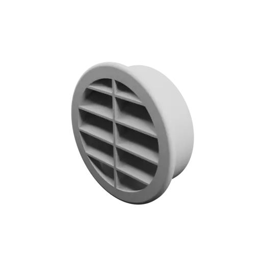 Grille d'aération ronde ∅ 70 mm, angle des ailettes : 45° avec renfort central