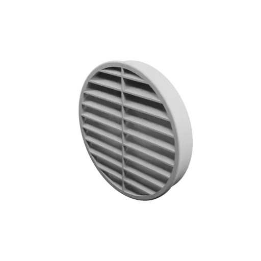 Grille d'aération ronde ∅ 152 mm, angle des ailettes : 45° avec renfort central
