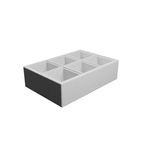 Color-coded compartment box: 6 compartments of 18×18×15 mm
