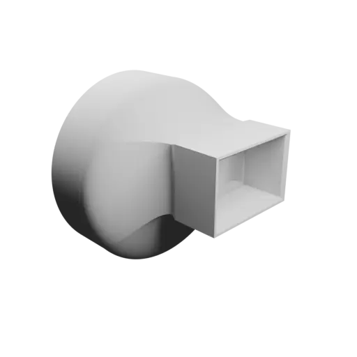 Adaptateur de tube rond ⌀120 mm vers rectangulaire 60×40 mm, épaisseur 3 mm + décalage
