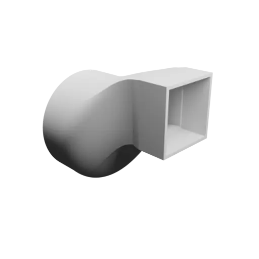Adaptateur de tube rond ⌀120 mm vers rectangulaire 60×60 mm, épaisseur 3 mm + décalage