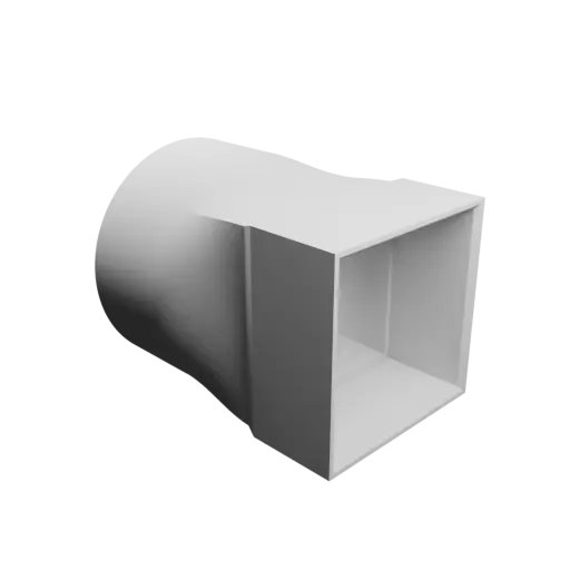Adaptateur de tube rond ⌀80 mm vers rectangulaire 60×60 mm, épaisseur 3 mm