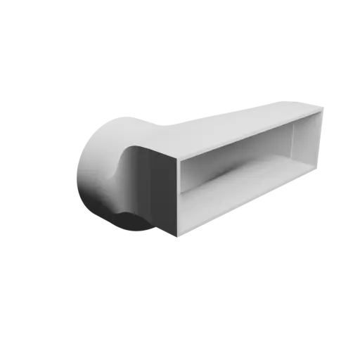 Adaptateur de tube rond ⌀125 mm vers rectangulaire 200×60 mm, épaisseur 3 mm + décalage