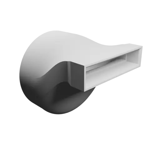 Adaptateur de tube rond ⌀60 mm vers rectangulaire 50×10 mm, épaisseur 2 mm + décalage