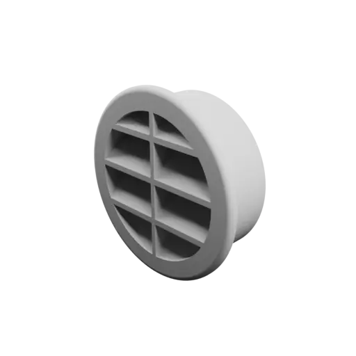 Grille d'aération ronde ∅ 60 mm, angle des ailettes : 45° avec renfort central