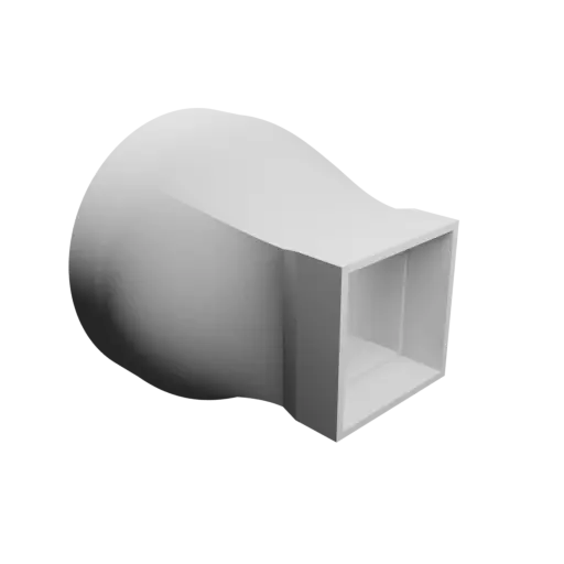 Adaptateur de tube rond ⌀125 mm vers rectangulaire 60×60 mm, épaisseur 3 mm