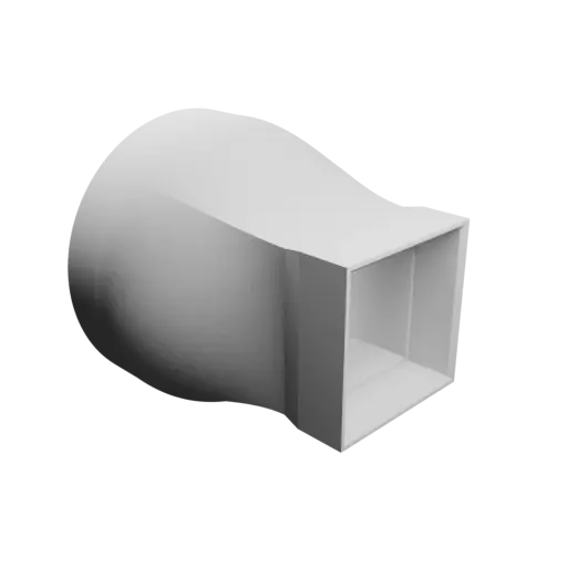 Adaptateur de tube rond ⌀120 mm vers rectangulaire 60×60 mm, épaisseur 3 mm