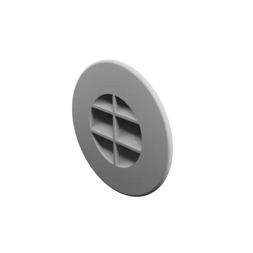 Grille d'aération ronde ∅ 60 mm, angle des ailettes : 60° avec renfort central